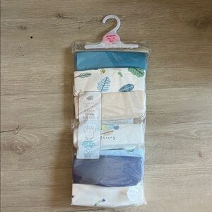 Primark Kids Leaf Print Bodysuits - Cream and Blue NWT